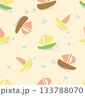 Boat seamless pattern in vector. Flat style illustration. pattern for fabric, baby clothes, background, textile, wrapping paper and other decoration. 133788070