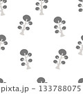 Seamless pattern scandinavian style abstraction WB flowers. Hand drawn design elements for fabric, print, cover, banner, wrapping, wallpaper. 133788075