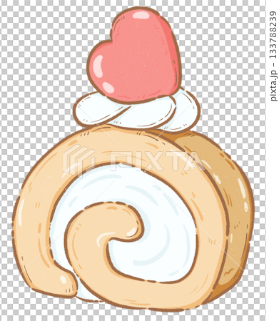 Heart roll cake 133788239