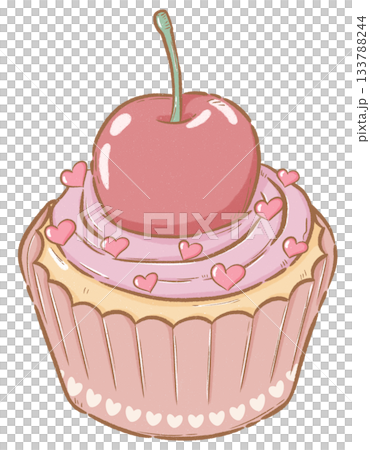 Heart cupcake with cherry Heart cupcake with cherry 133788244