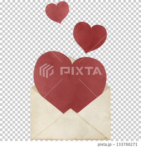 Pale watercolor heart letter illustration Pale watercolor heart letter illustration 133788271