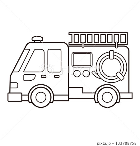 消防車（線画） 133788758