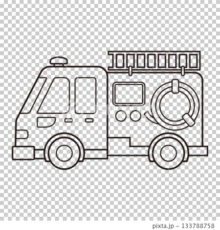消防車（線画） 133788758