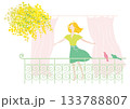 バルコニーで春風を浴びる女性 133788807