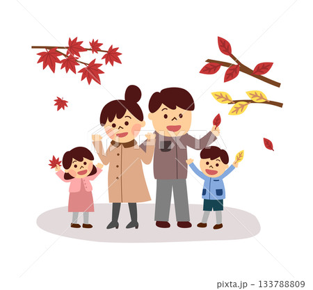 紅葉を楽しむ親子 紅葉を楽しむ親子 133788809