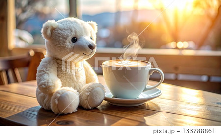 クリスマスカフェのクマのぬいぐるみ クリスマスカフェのクマのぬいぐるみ 133788861