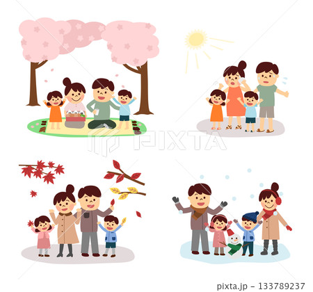 四季を楽しむ家族のセット 133789237