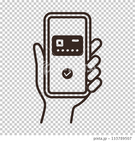 スマートフォンを持つ手の線画イラスト クレジットカードアプリスマートフォンを持つ手のカラーイラスト スマートフォンを持つ手の線画イラスト クレジットカードアプリスマートフォンを持つ手のカラーイラスト 133789507