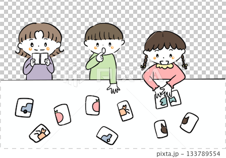 Illustration of children playing cards / Fun learning / Therapeutic and childcare materials Illustration of children playing cards / Fun learning / Therapeutic and childcare materials 133789554