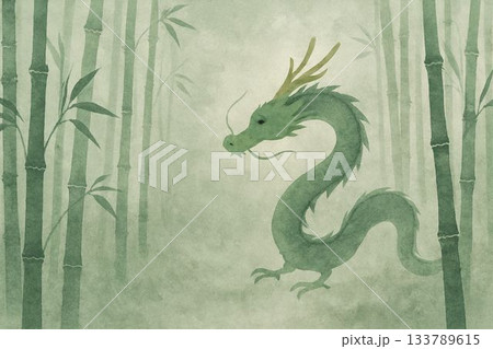 竹林の中の龍 133789615