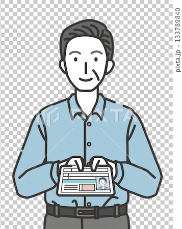 免許を自主返納する高齢男性のイラスト 免許を自主返納する高齢男性のイラスト 133789840