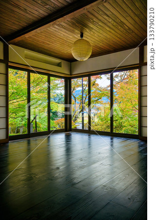 色付く秋の文知摺観音(福島県福島市、10月下旬午後) 133790210