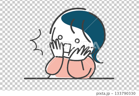 手描き　びっくりして衝撃を受けている女性 133790330