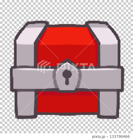 シンプルな宝箱のイラスト（赤×銀」） 133790466
