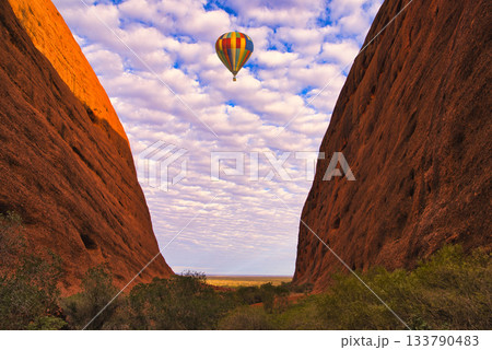 V字の谷間が壮大なマウントオルガ：風の谷の絶景 133790483