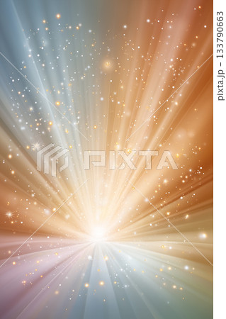 虹色の光線が放射する美しい光彩グラフィック 133790663