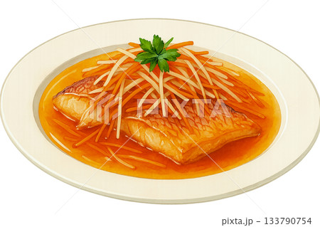 和風鯛の甘酢あんかけ水彩イラスト 133790754