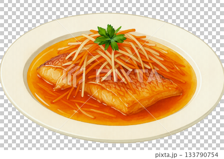 和風鯛の甘酢あんかけ水彩イラスト 133790754