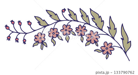 Long Decorative Floral Branch Composition 133790762