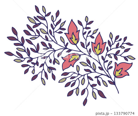 Decorative Branch With Stylized Buds 133790774