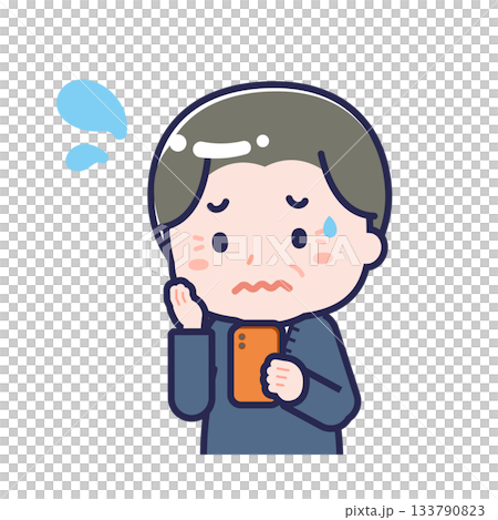 A "senior man in casual clothes" using a smartphone 133790823