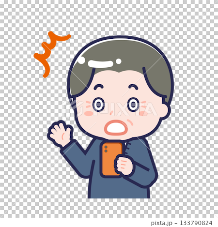 A "senior man in casual clothes" using a smartphone 133790824