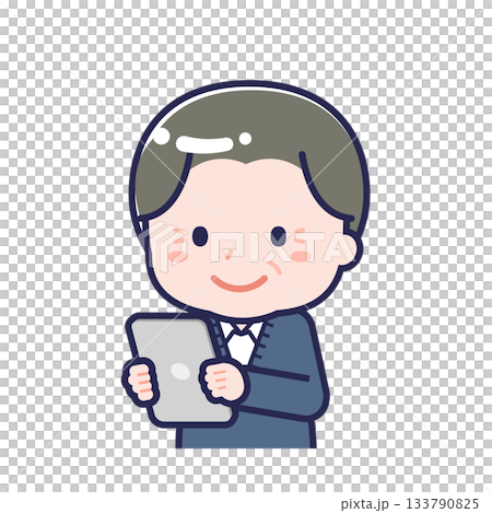 A "senior man in casual clothes" using a tablet A "senior man in casual clothes" using a tablet 133790825