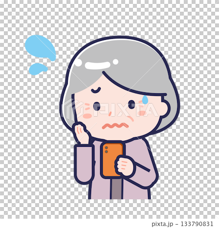 A "senior" woman in casual clothes using a smartphone 133790831