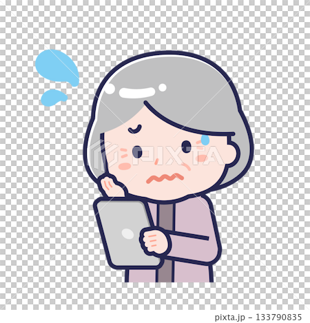 A "senior" woman in casual clothes using a tablet A "senior" woman in casual clothes using a tablet 133790835
