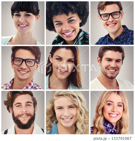 People collage portrait 3x3 133791067