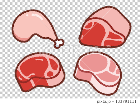 Simple meat illustration (raw meat) Simple meat illustration (raw meat) 133791111