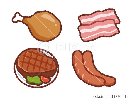 シンプルなお肉まとめイラスト② 133791112