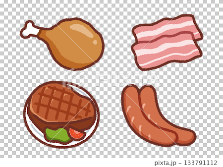 シンプルなお肉まとめイラスト② 133791112