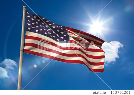 United states of america national flag on flagpole 133791201
