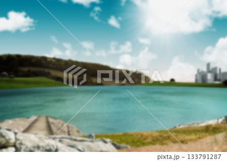 Scenic view of lake on sunny day 133791287