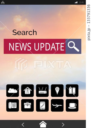 News Updates text with various icons 133791336