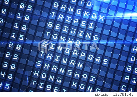 Blue departures board for major cities 133791346