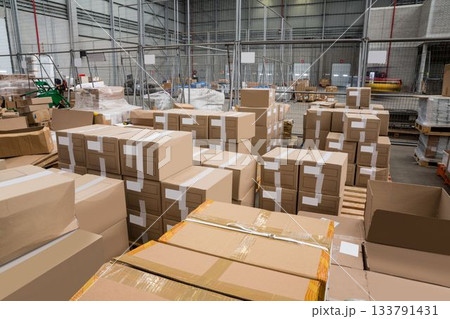 Cardboard boxes in shipping industry 133791431