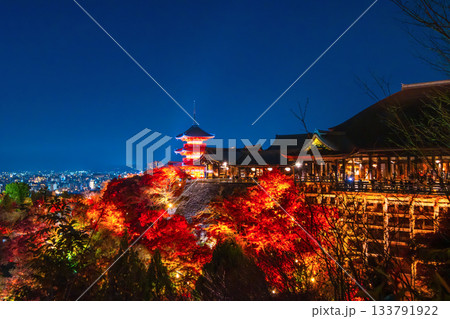 清水寺の紅葉ライトアップ 清水寺の紅葉ライトアップ 133791922