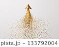 金の粒子で描かれた上昇矢印のイメージ 133792004