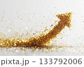金の粒子で描かれた上昇矢印のイメージ 133792006