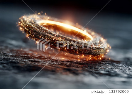 光の粒子で描かれた幻想的な光輪の景色 光の粒子で描かれた幻想的な光輪の景色 133792009