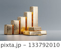 金色バーが並ぶ上昇グラフのイメージ 133792010