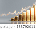 金色バーが並ぶ上昇グラフのイメージ 133792011