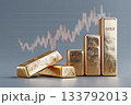 金色バーが並ぶ上昇グラフのイメージ 133792013
