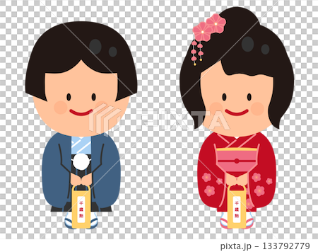 七五三の日の子供イラスト 七五三の日の子供イラスト 133792779