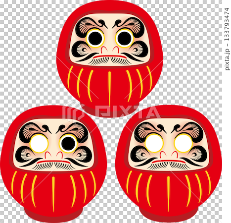 Auspicious Daruma (Daruma) Eye Illustration Set - Icons for Wishing Success and Goal Achievement - New Year's Decorations Auspicious Daruma (Daruma) Eye Illustration Set - Icons for Wishing Success and Goal Achievement - New Year's Decorations 133793474
