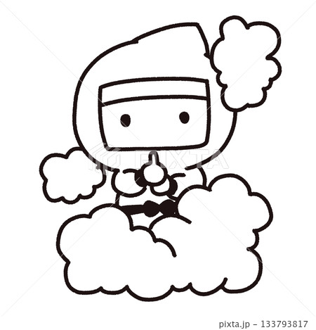 かわいい忍者の線画イラスト 133793817