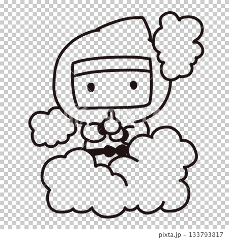 かわいい忍者の線画イラスト 133793817