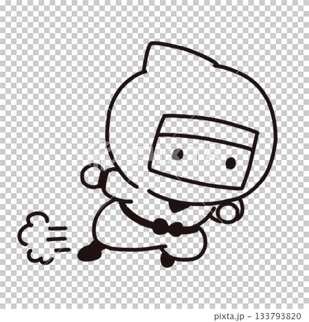 かわいい忍者の線画イラスト 133793820